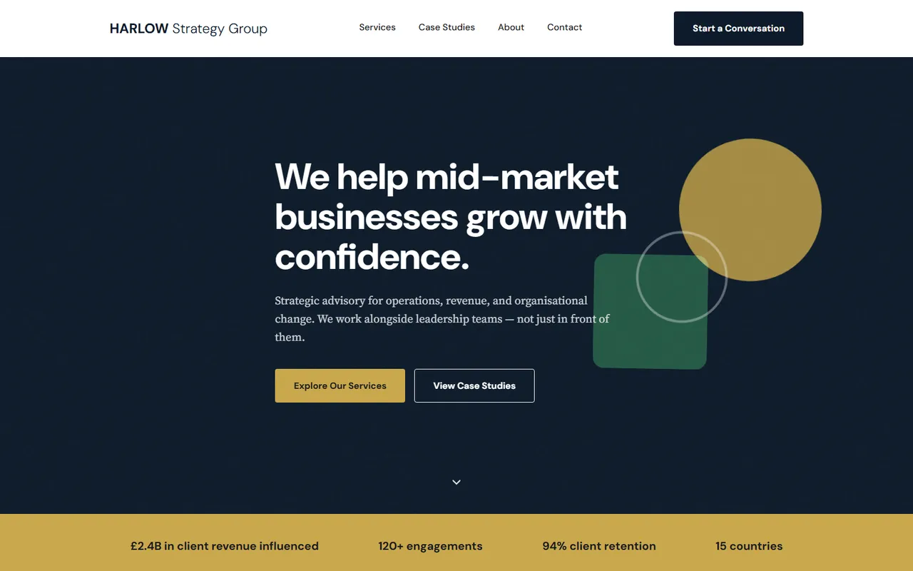 Corporate consultancy website built by Protron Technology